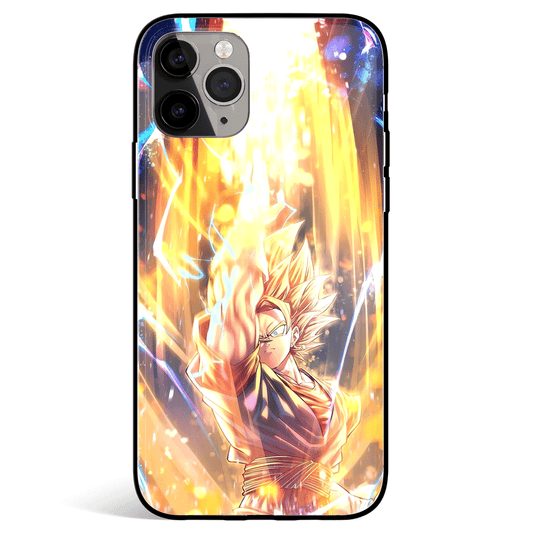 Dragon Ball Goku Super Saiyan One Tempered Glass Soft Silicone iPhone Case