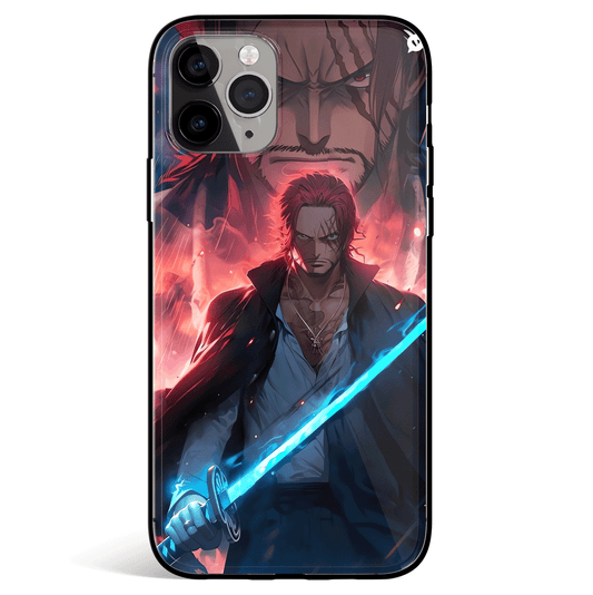 One Piece Red Hair Shanks Tempered Glass Soft Silicone iPhone Case