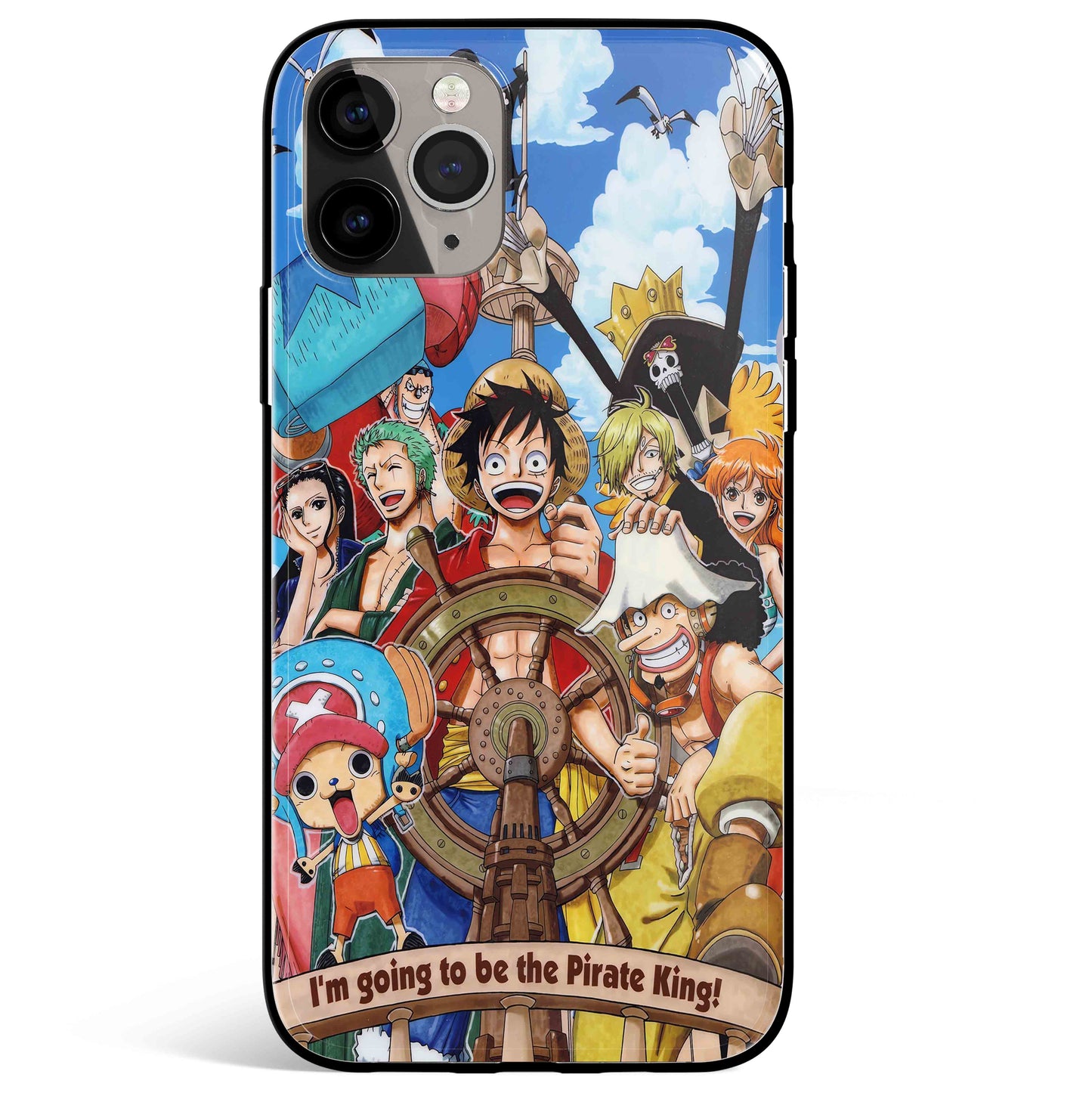 One Piece To Be the Pirate King Tempered Glass Soft Silicone iPhone Case
