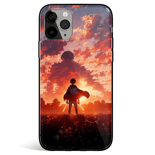 Attack On Titan Eren Tempered Glass Soft Silicone iPhone Case