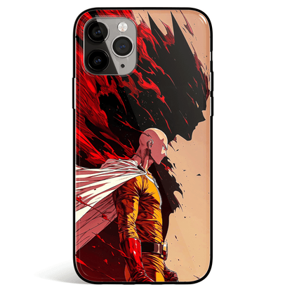 One Punch Man Saitama Tempered Glass Soft Silicone iPhone Case
