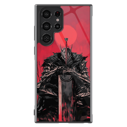 Berserk Dark Fantasy Knight Under Blood Moon Tempered Glass Tough Samsung Phone Case