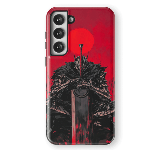 Berserk Dark Fantasy Knight Under Blood Moon Tempered Glass Tough Samsung Phone Case