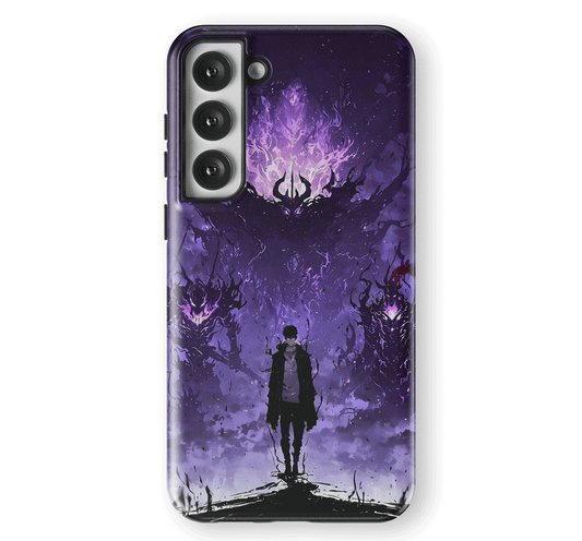 Solo Leveling Sung Jin-Woo Shadow Monarch Tempered Glass Tough Samsung Phone Case