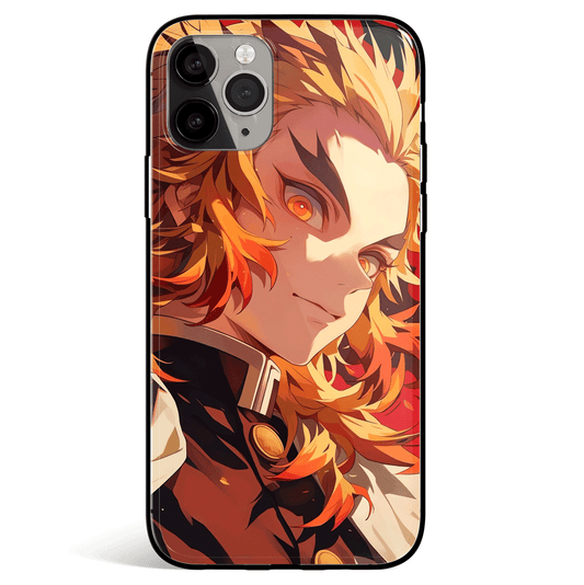 Demon Slayer Kyojuro Tempered Glass Soft Silicone iPhone Case