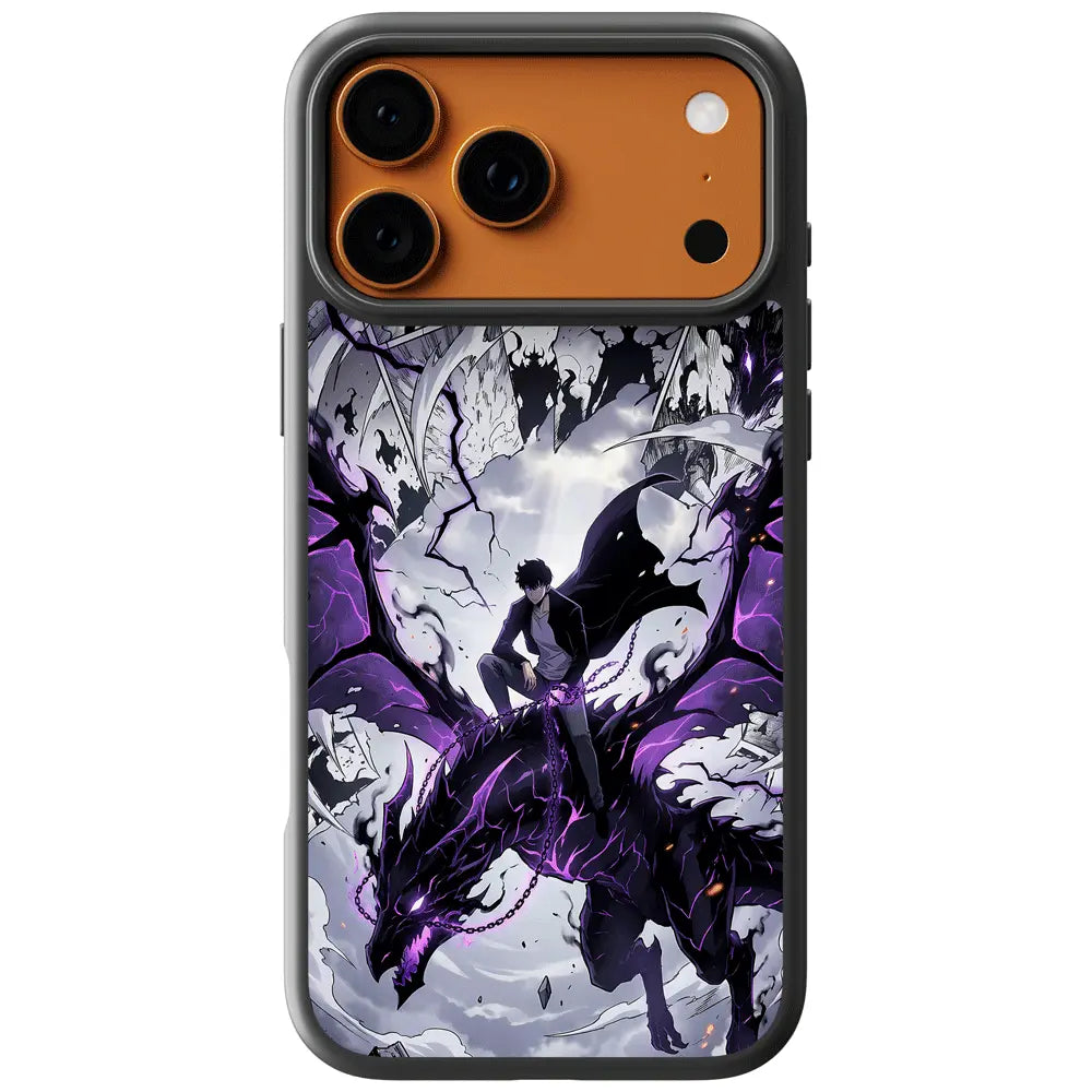 Solo Leveling Sung Jinwoo Riding Kaisel iPhone Case - The Shadow Dragon with Shadow Army