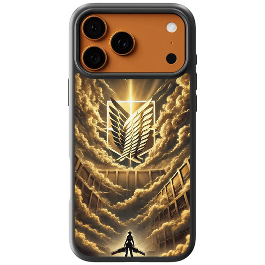 Attack on Titan Survey Corps iPhone Case - Wings of Freedom Emblem Over the Great Walls Cinematic Wallpaper