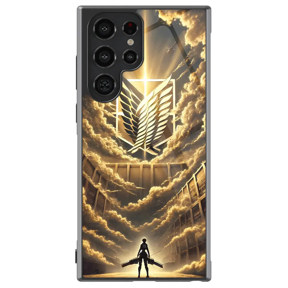 Attack on Titan Survey Corps Galaxy Case - Wings of Freedom Emblem Over the Great Walls Cinematic Wallpaper - Monkey Ninja