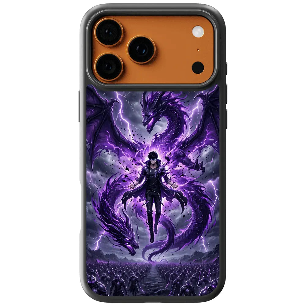 Solo Leveling Sung Jinwoo iPhone Case - Summoning Purple Shadow Dragons and Shadow Army