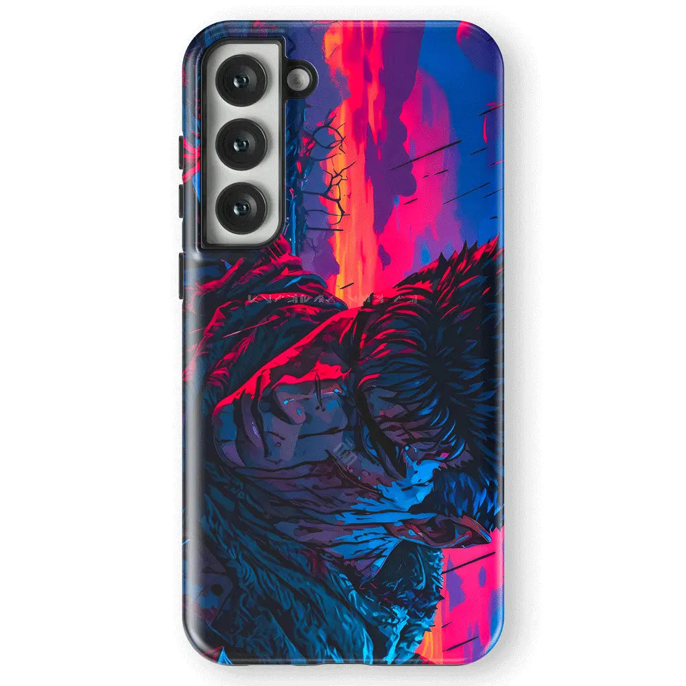 Berserk Guts Neon Galaxy Case - Pink and Blue Anime Fan Art - Monkey Ninja