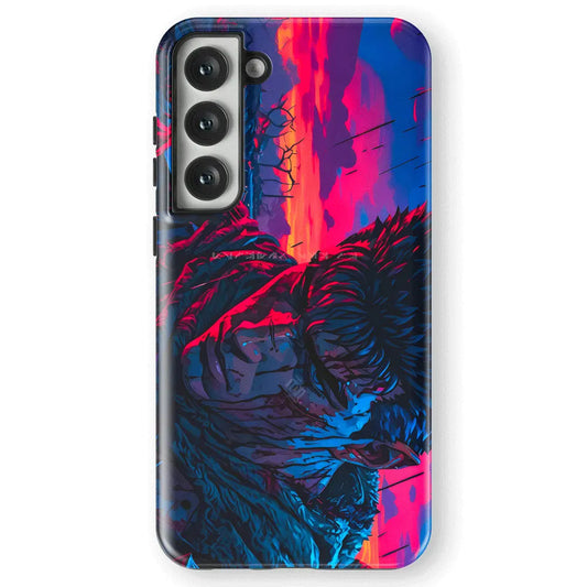 Berserk Guts Neon Galaxy Case - Pink and Blue Anime Fan Art - Monkey Ninja