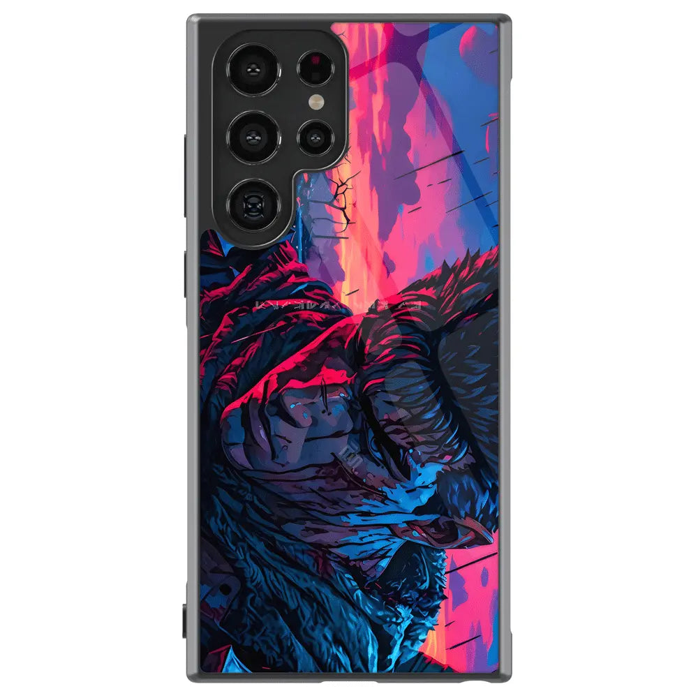 Berserk Guts Neon Galaxy Case - Pink and Blue Anime Fan Art - Monkey Ninja