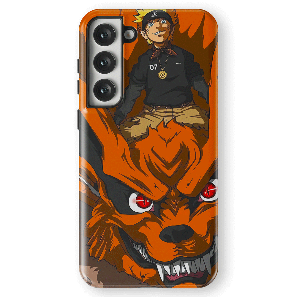 Naruto and Kurama Nine Tails Tempered Glass Tough Samsung Case