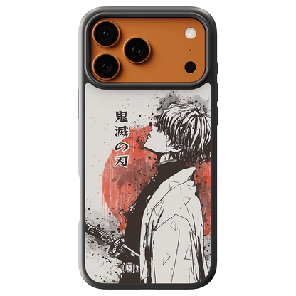 Demon Slayer Zenitsu Japanese Ink Painting Tempered Glass Soft Silicone iPhone Case
