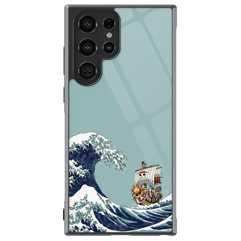 One Piece Thousand Sunny & Great Wave off Kanagawa Samsung Phone Case