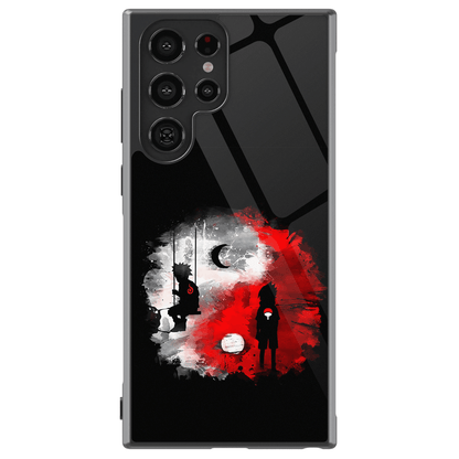 Naruto and Sasuke Moon and Sun Samsung Tempered Glass Tough Phone Case