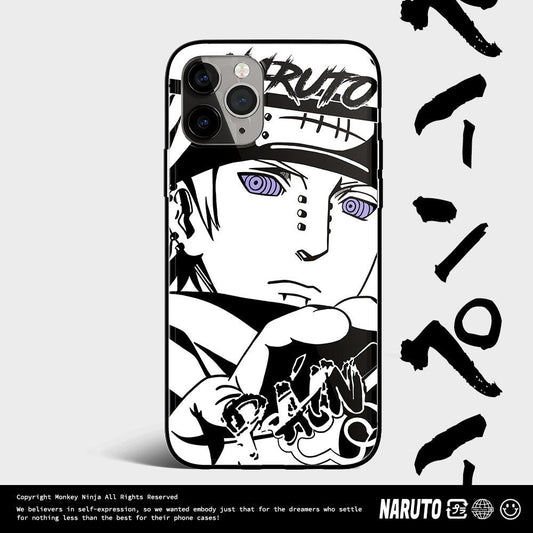 Naruto Characters Sketch Tempered Glass iPhone Case- Madara Pain Sasuke-Phone Case-Monkey Ninja-iPhone X/XS-Pain-Tempered Glass-Monkey Ninja