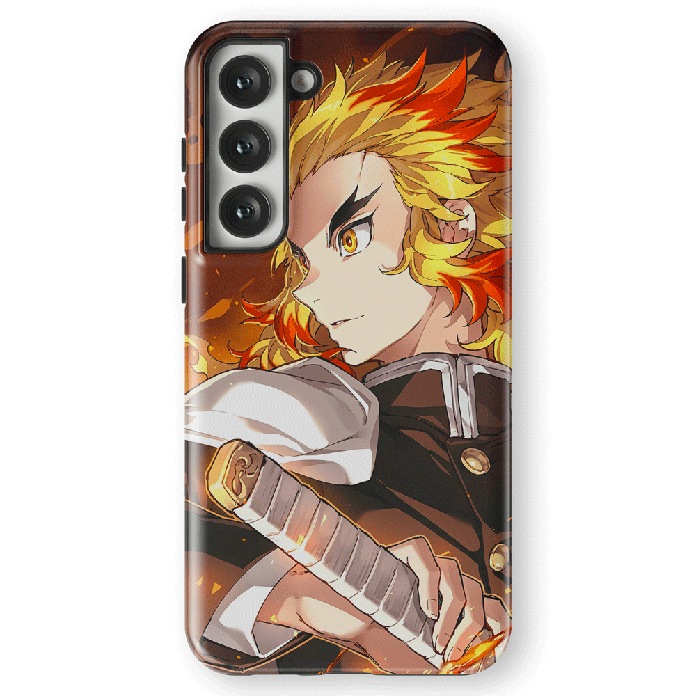 Demon Slayer Kyojuro Rengoku two Tempered Glass Tough Samsung Case