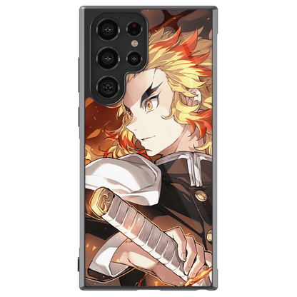 Demon Slayer Kyojuro Rengoku two Tempered Glass Tough Samsung Case