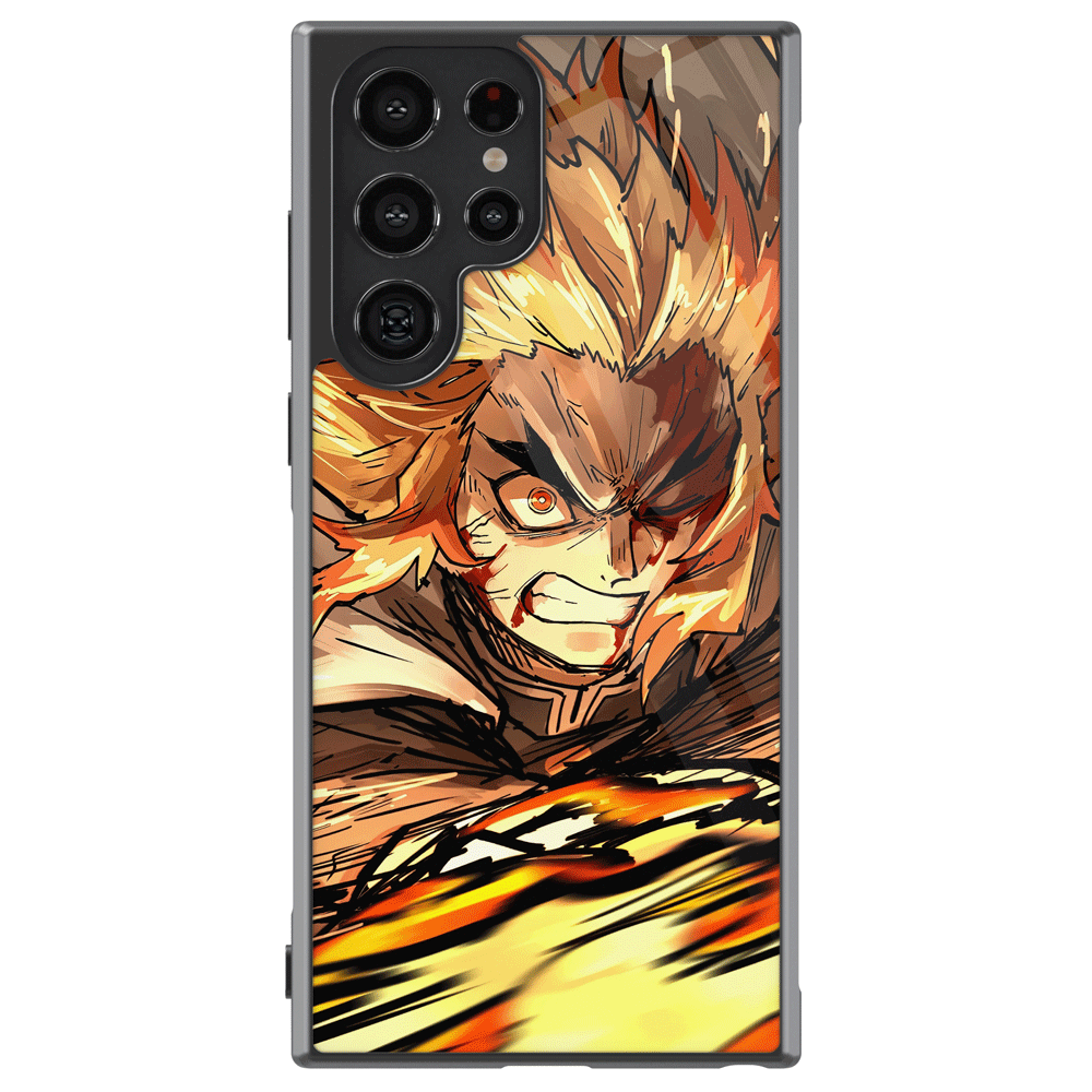 Demon Slayer Kyojuro Tempered Glass Tough Samsung Case