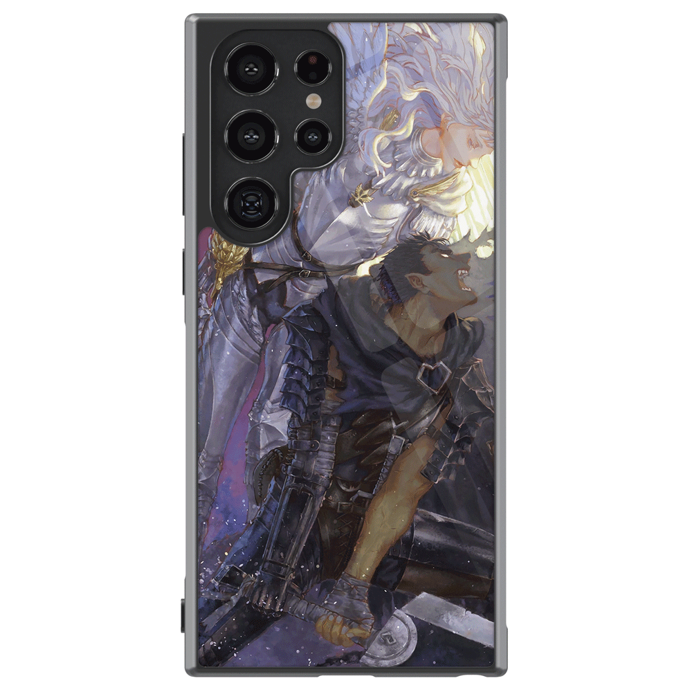Berserk Guts and Griffith Tempered Glass Tough Soft Silicone Samsung Case