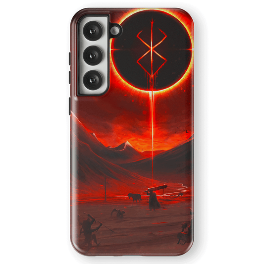 Berserk Demon Mark Tempered Glass Tough Soft Silicone Samsung Case