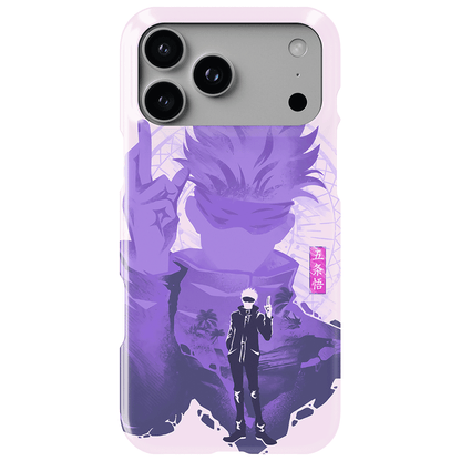 Jujutsu Kaisen Satoru Gojo Purple Silhouette Tempered Glass Soft Silicone iPhone Case
