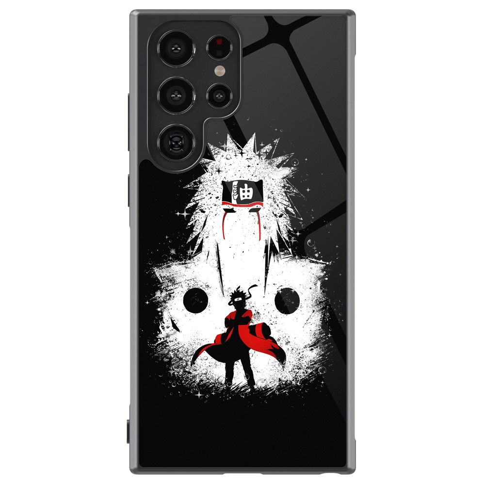 Naruto Jiraiya and Naruto Silhouette Tempered Glass Tough Soft Silicone Samsung Case