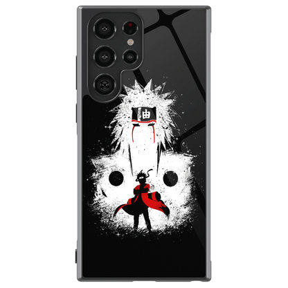 Naruto Jiraiya and Naruto Silhouette Tempered Glass Tough Soft Silicone Samsung Case