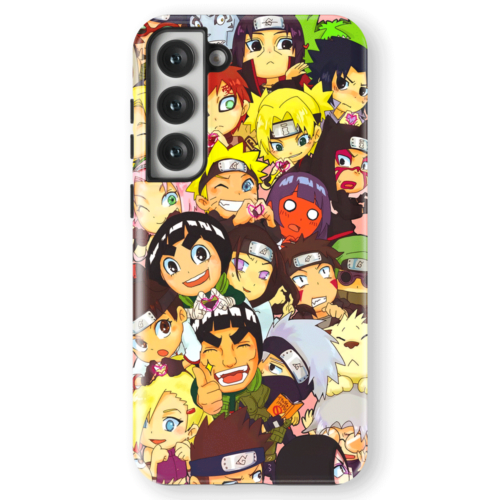 Naruto People Cute Version Tempered Glass Tough Soft Silicone Samsung Case