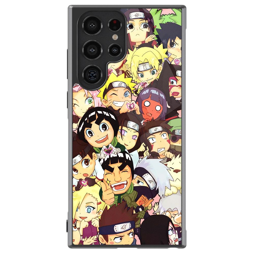 Naruto People Cute Version Tempered Glass Tough Soft Silicone Samsung Case