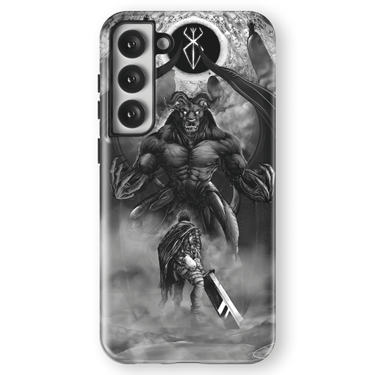 Berserk Guts vs Zodd Tempered Glass Tough Soft Silicone Samsung Case