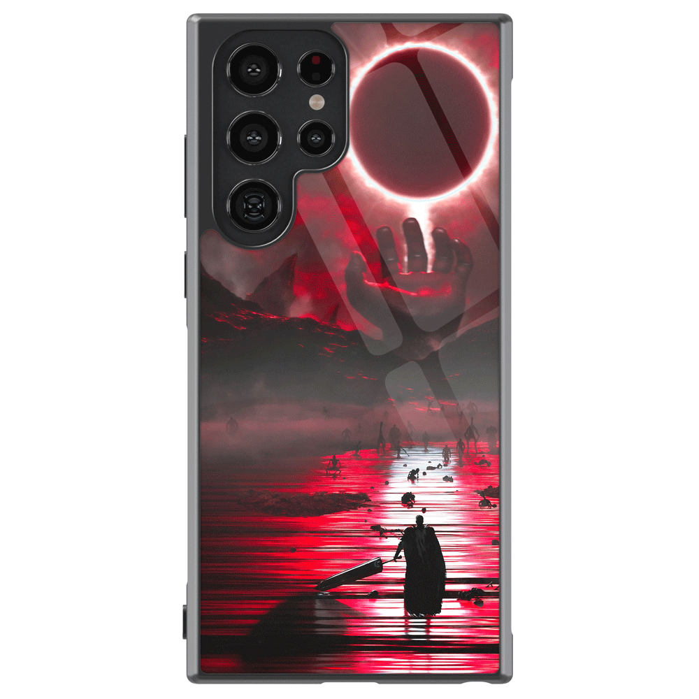 Berserk The Eclipse Red Hand Tempered Glass Tough Soft Silicone Samsung Case