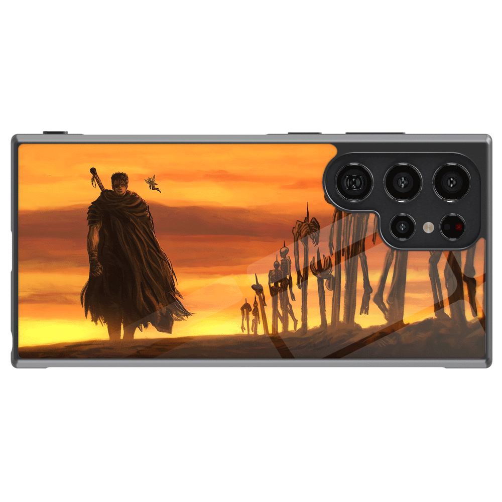 Berserk Sad Guts Tempered Glass Tough Soft Silicone Samsung Case