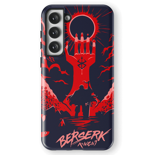 Berserk Back Silhouette Guts Tempered Glass Tough Soft Silicone Samsung Case