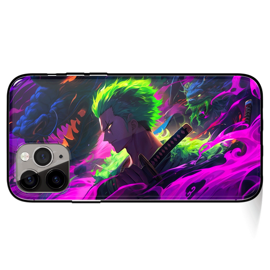 One Piece Zoro Purple Dragon 1 Tempered Glass Soft Silicone iPhone Case-Phone Case-Monkey Ninja-iPhone X/XS-Tempered Glass-Monkey Ninja