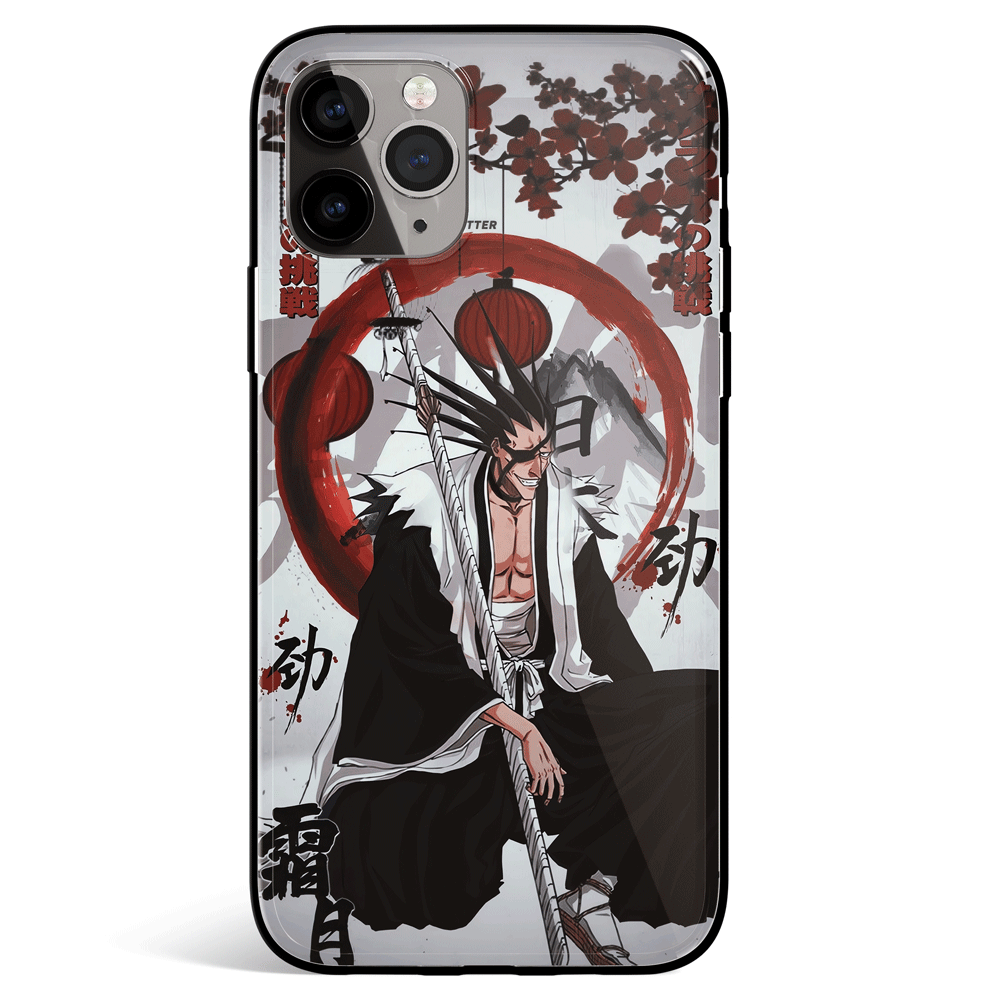Bleach Araki Kenpachi Tempered Glass Soft Silicone iPhone Case-Phone Case-Monkey Ninja-iPhone X/XS-Tempered Glass-Monkey Ninja
