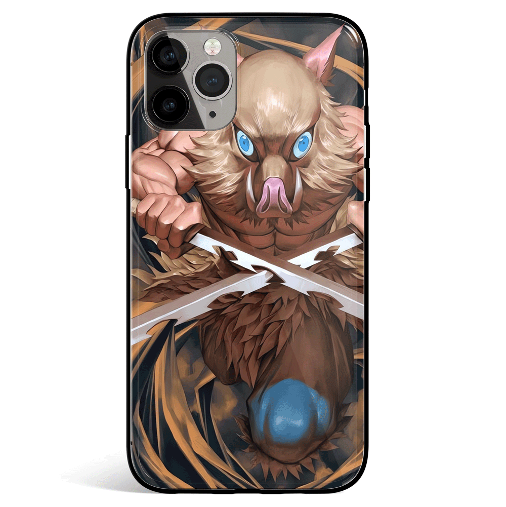 Demon Slayer Inosuke Hashibira Swordsman Tempered Glass Soft Silicone iPhone Case-Phone Case-Monkey Ninja-iPhone X/XS-Tempered Glass-Monkey Ninja