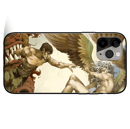 Berserk Devil and Angel Tempered Glass Soft Silicone iPhone Case