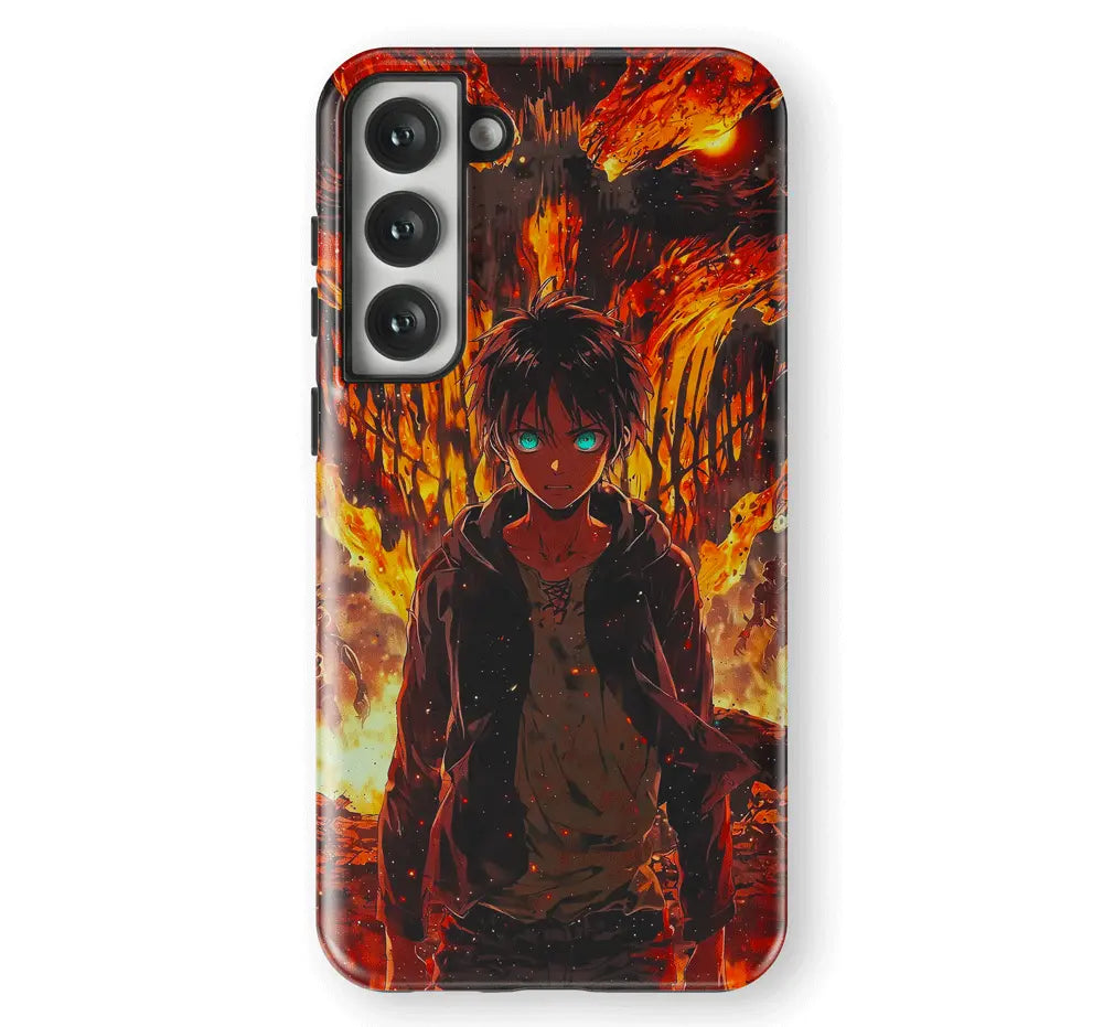 Attack On Titan Eren Tempered Glass Tough Samsung Phone Case-Phone Case-Monkey Ninja-Galaxy S25-Tough Case-Monkey Ninja