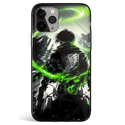 Attack On Titan Levi Tempered Glass Soft Silicone iPhone Case-Phone Case-Monkey Ninja-iPhone 17-Glass Case-Monkey Ninja