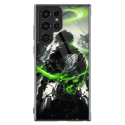 Attack On Titan Levi Tempered Glass Tough Samsung Phone Case-Phone Case-Monkey Ninja-Galaxy S25-Glass Case-Monkey Ninja