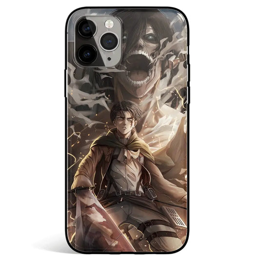 Attack on Titan Eren and Levi Tempered Glass Soft Silicone iPhone Case-Phone Case-Monkey Ninja-iPhone 17-Glass Case-Monkey Ninja