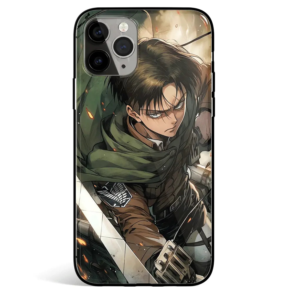 Attack on Titan Levi Tempered Glass Soft Silicone iPhone Case-Phone Case-Monkey Ninja-iPhone 17-Glass Case-Monkey Ninja