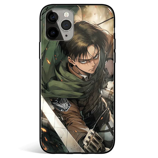 Attack on Titan Levi Tempered Glass Soft Silicone iPhone Case-Phone Case-Monkey Ninja-iPhone 17-Glass Case-Monkey Ninja