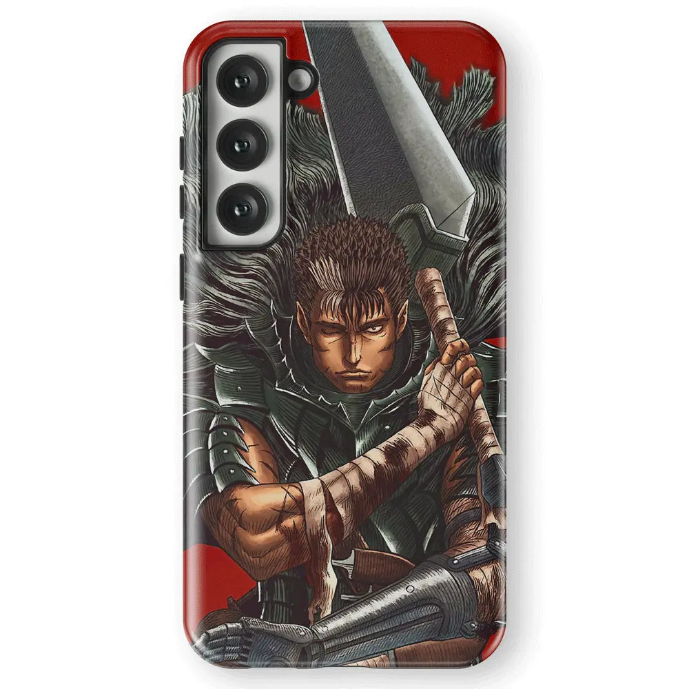 Berserk Black Swordsman Guts 1 Tempered Glass Tough Soft Silicone Samsung Case-Phone Case-Monkey Ninja-Galaxy S25-Tough Case-Monkey Ninja