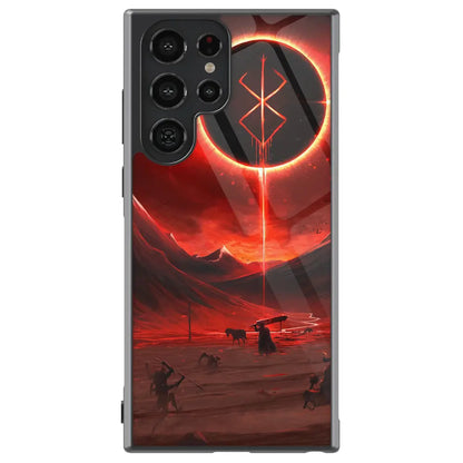 Berserk Demon Mark Tempered Glass Tough Soft Silicone Samsung Case-Phone Case-Monkey Ninja-Galaxy S25-Glass Case-Monkey Ninja