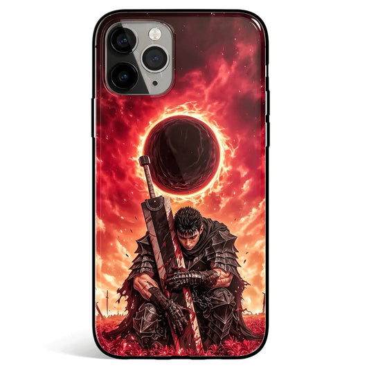 Berserk Guts Blood Moon Tempered Glass Soft Silicone iPhone Case-Phone Case-Monkey Ninja-iPhone 17-Glass Case-Monkey Ninja