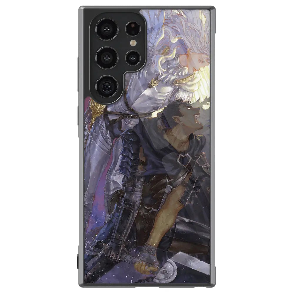 Berserk Guts and Griffith Tempered Glass Tough Soft Silicone Samsung Case-Phone Case-Monkey Ninja-Galaxy S25-Glass Case-Monkey Ninja