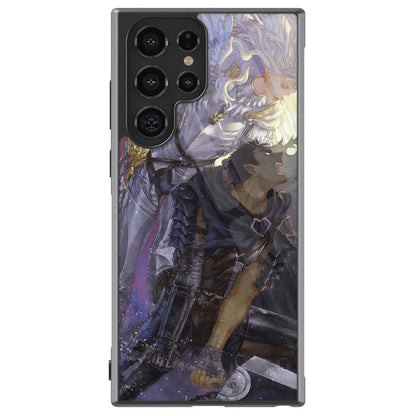 Berserk Guts and Griffith Tempered Glass Tough Soft Silicone Samsung Case-Phone Case-Monkey Ninja-Galaxy S25-Glass Case-Monkey Ninja